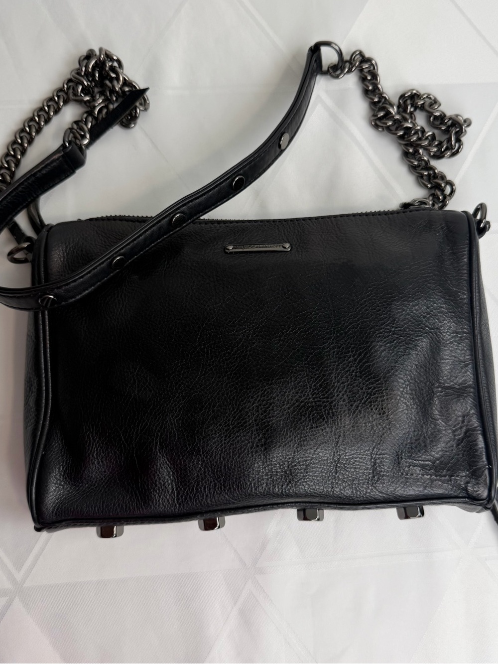 Rebecca Minkoff Black Leather Back Triple Zip Stylish Crossbody Purse